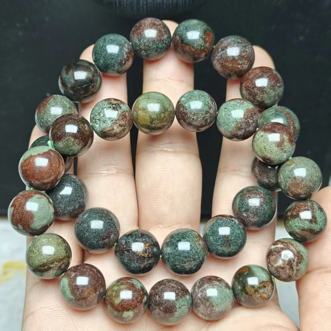 Xingyu Natürliche, voller Mineralien, rote und grüne Phantom-Quarzkristallperlen, glatte, runde, lose Perlen für Schmuck, DIY-Armbänder – Detail 3