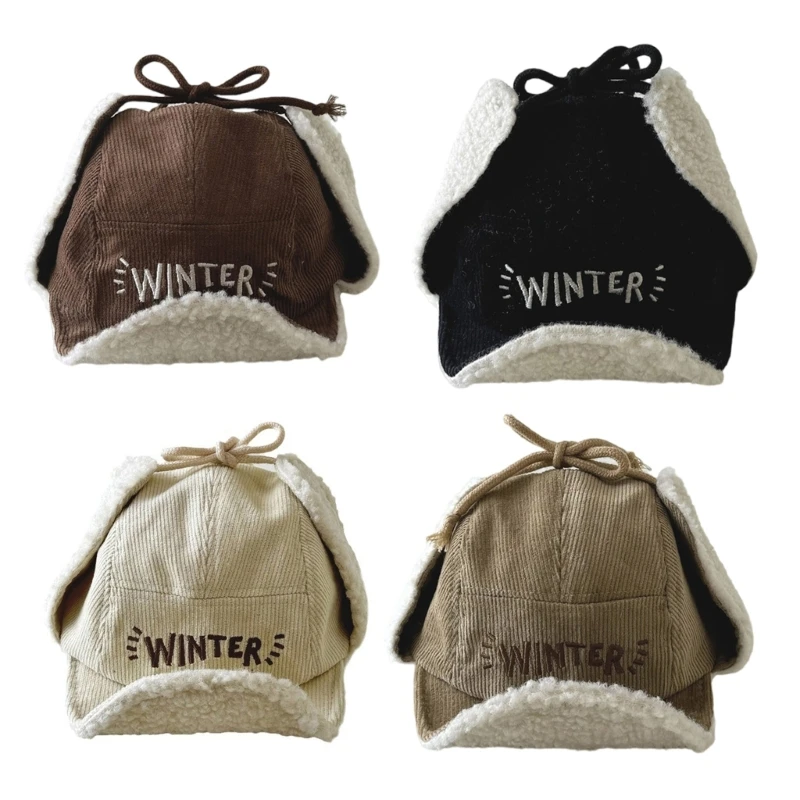 

Infant Duckbill Hat with Letter Embroidery Cosy Corduroy Baseball Caps Short Brim Outdoor Thickened Warm Hat Headwear