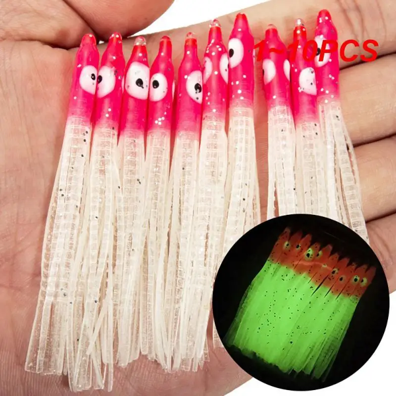 

1~10PCS Bimoo 2bags=12cm Bulb Head Squids With Luminous Eyes Soft Squid Skirts lures Octopus Skirt Saltwater Fishing Lures Baits