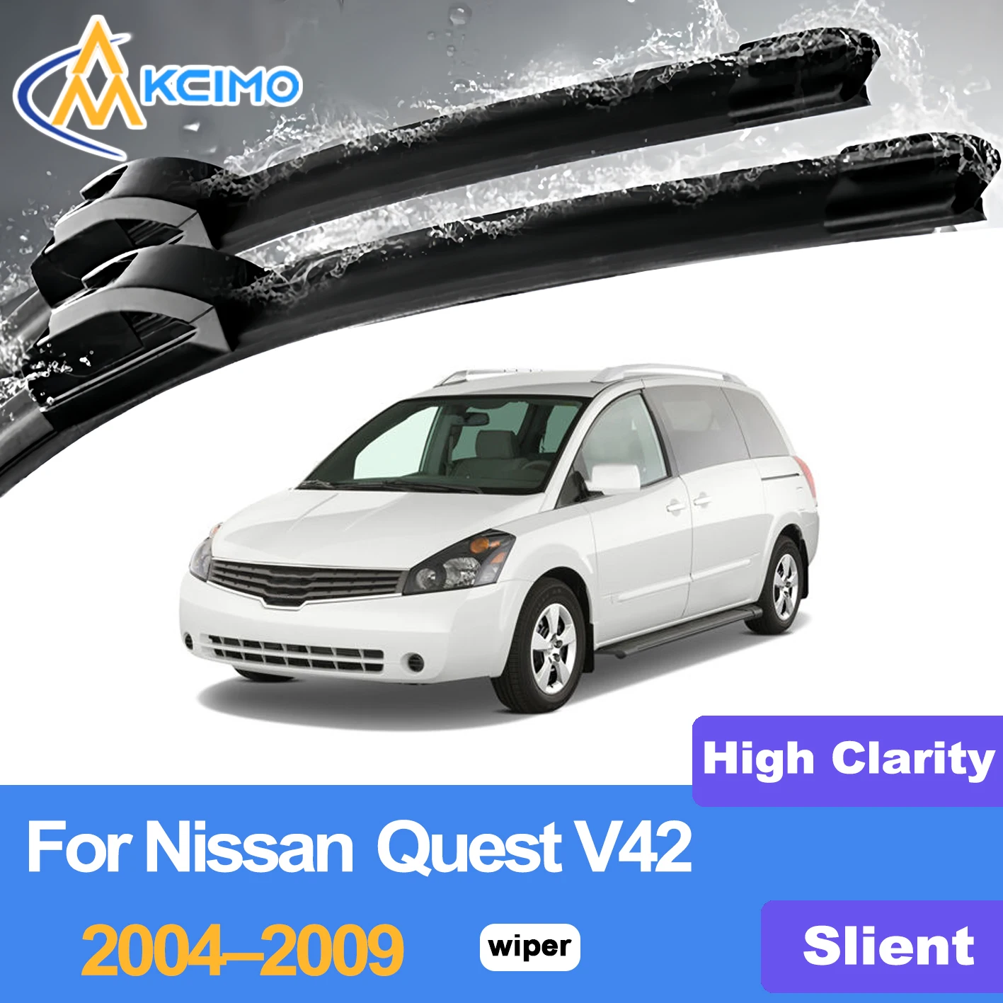 

KCIMO 2PCS Front Windshield Wiper Blades For Nissan Quest V42 2004–2009, Streak Free Wiping Rubber Material Car Wipers Blades