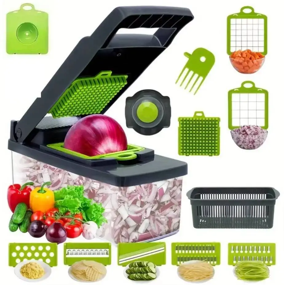 

14/16 IN 1 Slicer Food Chopper Vegetable Cutter Tomato Carrot Grater Cheese French Onion Shredders Kitchen Tool