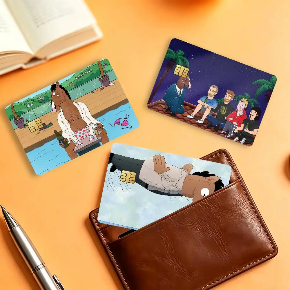 Cartoon BoJack H-Horseman Matte Card Stickers For Credit Cards Debit Cards And Transit Cards 4Pcs