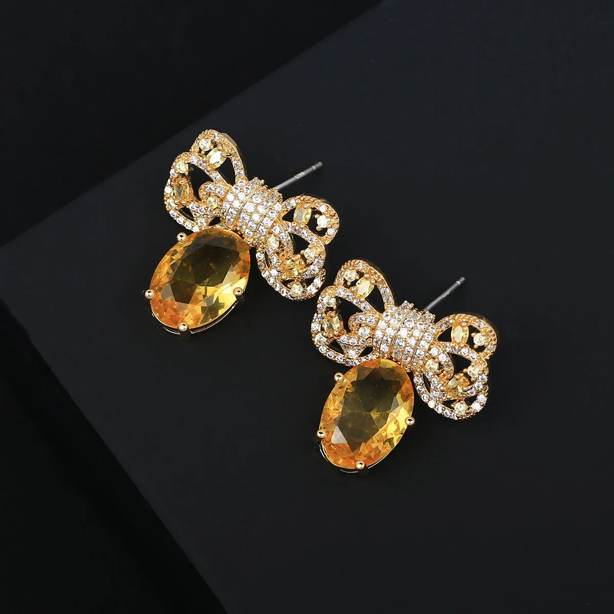 Bilincolor Bowknot Slightly Inlaid With Zircon Light Luxury Earring  for Chrismas’ Gift for Black Friday