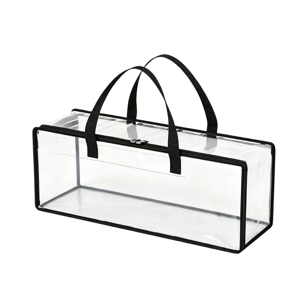 1 Pcs Clear PVC DVD Storage Bag With Handles, Stackable Organizer Case Holds 35 Discs For Movies Collection