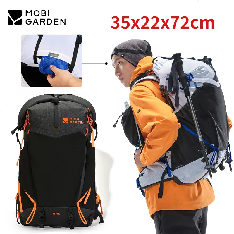 

MOBI GARDEN Cold Mountain Phantom Pro 3D Dyneema 45+8L Roll Up Design 7001 Aviation Aluminum Skeleton Lightweight Comfortable