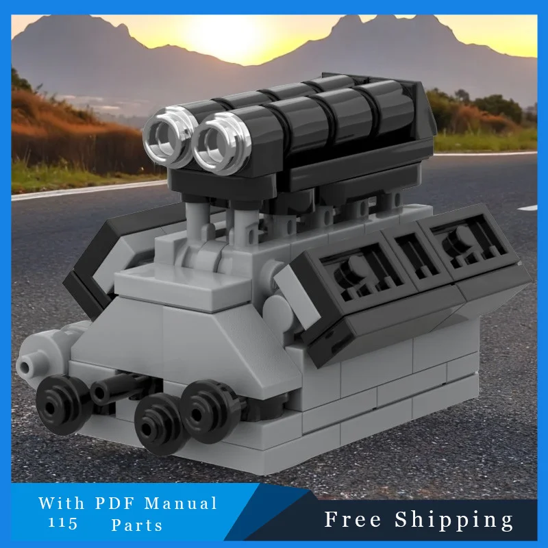 115 부품 MOC 크리에이티브 그레이 엔진 모델 빌딩 블록 디스플레이 브릭 교육용 조립 장난감 크리스마스 선물 소년용