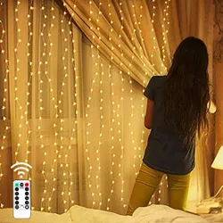 2025 New Year LED Garland Curtain Lights 8 Modes USB Remote Control Fairy Lights String Wedding Christmas Decor for Home Bedroom