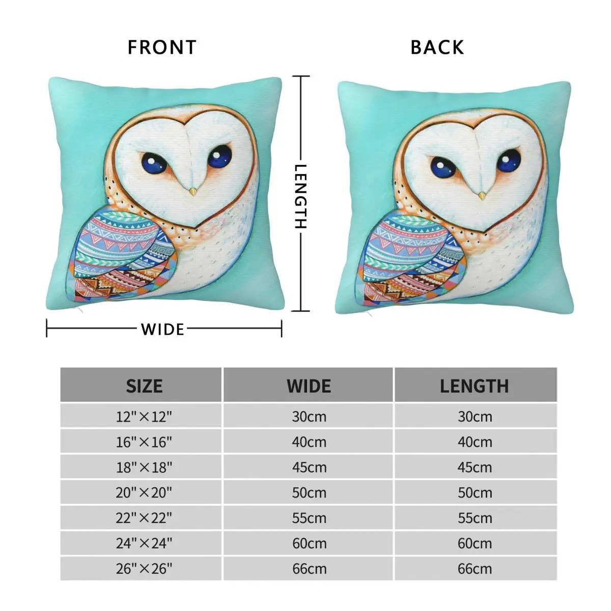 Tribal Barn Owl Square Pillowcase Polyester Linen Velvet Pattern Zip Decor Throw Pillow Case Room Cushion Cover Wholesale 45x45