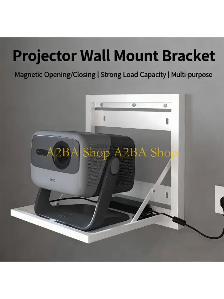 A2BA Heavy Duty Projector Wall Mount Bracket Stable 29.5x29.5cm Design Secure Installation Metal for 22.5x22.5cm Projectors