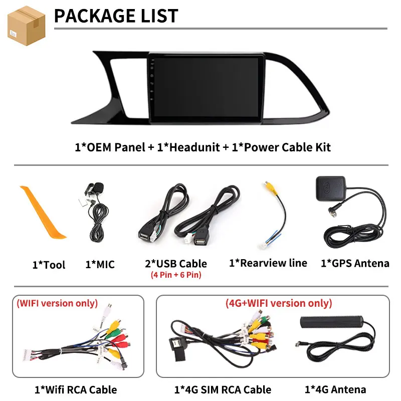 ワイヤレスCarPlay Android 15搭載 セアト レオン3 (2012-2020)用 カーラジオ ビデオプレーヤー マルチメディア RDSステレオ WIFI Bluetooth QLED 4G LTE DSP GPS