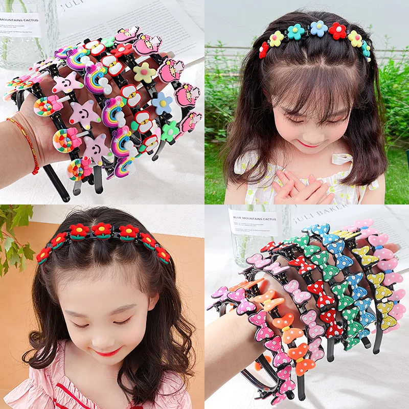 New Cute Cartoon Hairbands Girl Headwear Headbands Bow Flower Scrunchie Tiara Kids Fashion Headdress Hair Accessories Gift