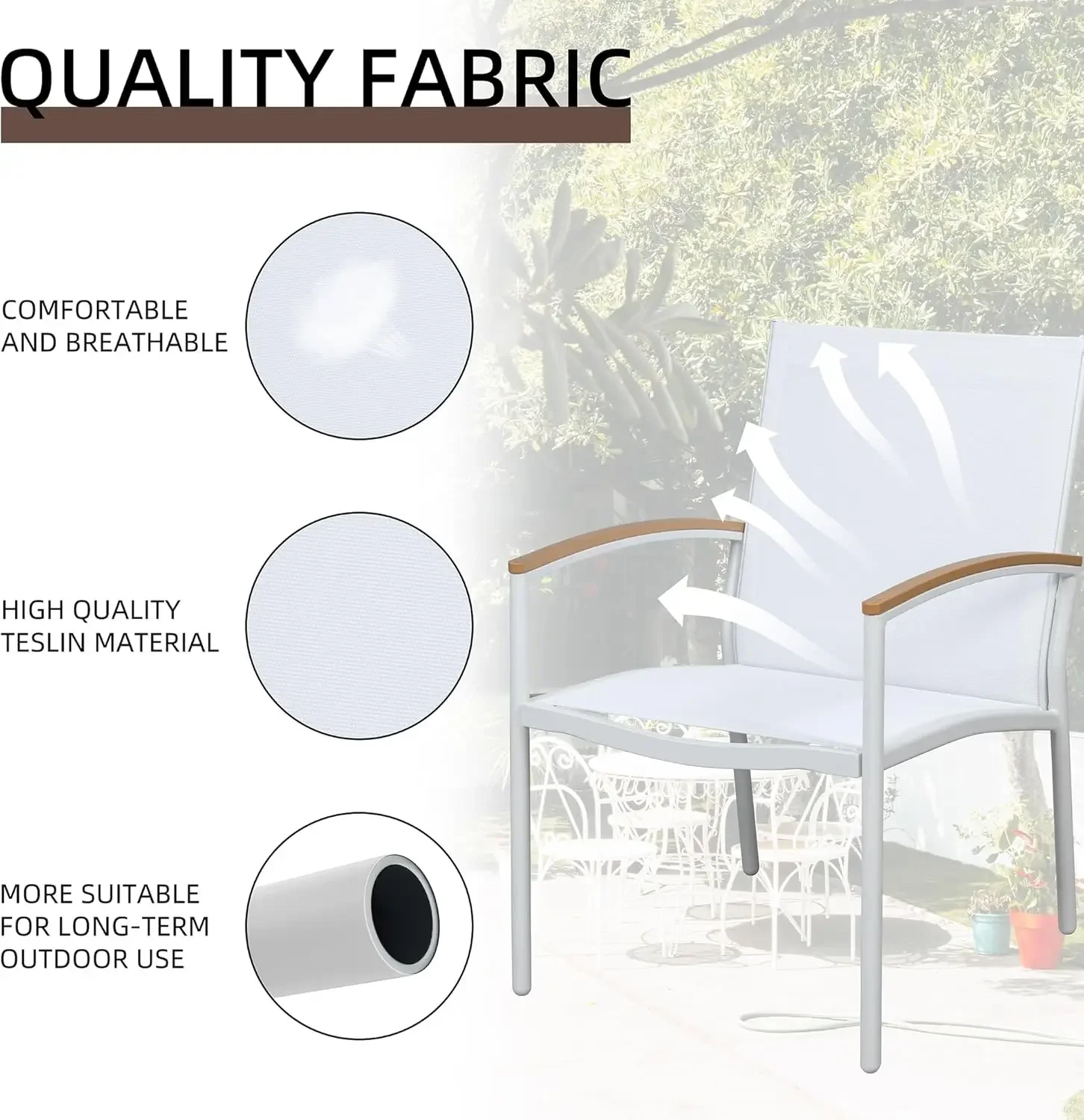 XMSJ.3 قطع مجموعات بيسترو للفناء، مجموعة بيسترو للمحادثة من قماش Textilene الخارجي، كراسي الشرفة الأمامية من قماش Textilene بات صغير #1