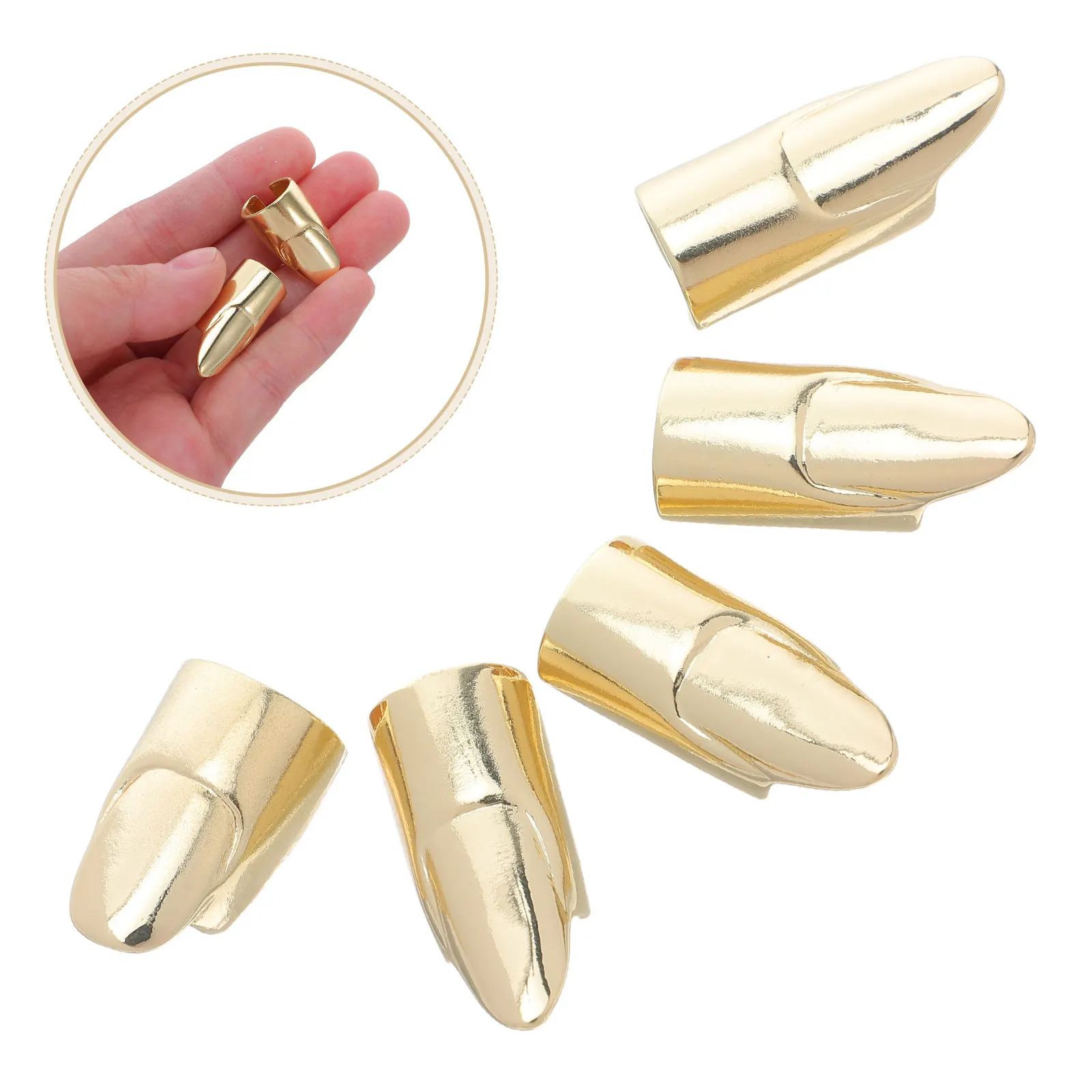 5Pcs Nail Rings Adjustable Punk Rock Metal Fingertip Protectors Detachable Claw Charms Halloween Cosplay Party