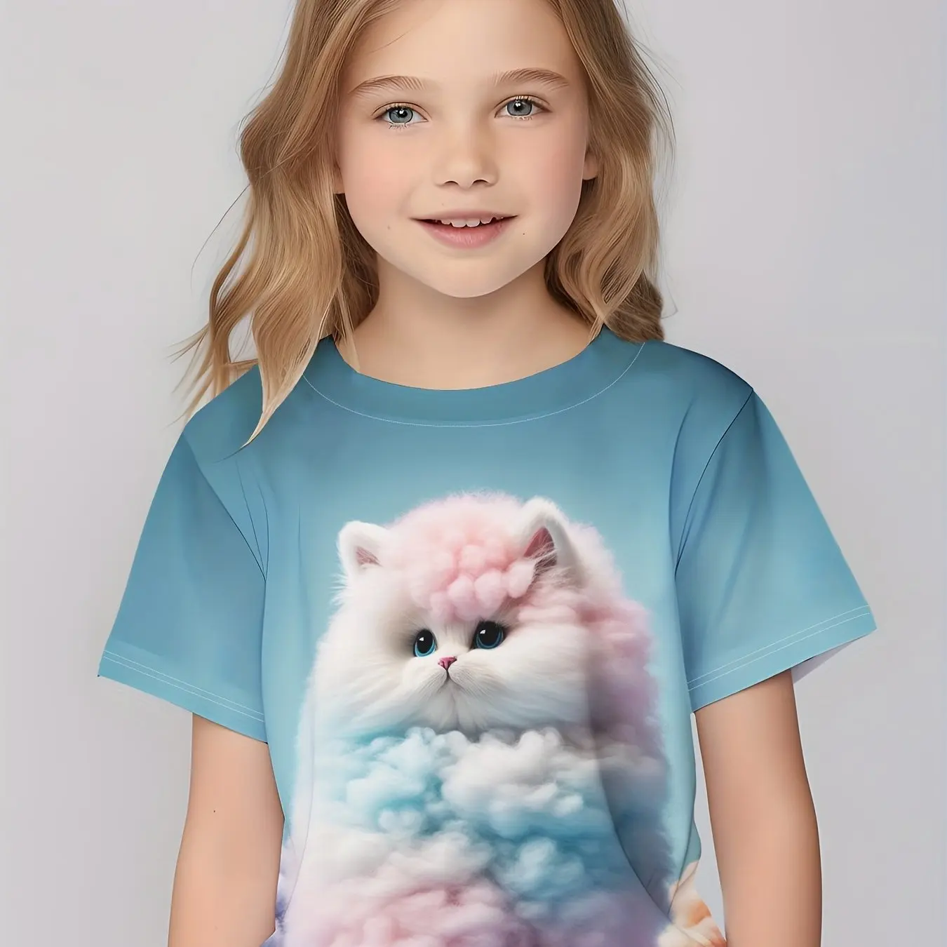 Children's Clothing Girl Clothes Short Sleeve Girl T-Shirt Kawaii Animals Print Cute Girl Top Kids Summer Clothes Girly Clothes