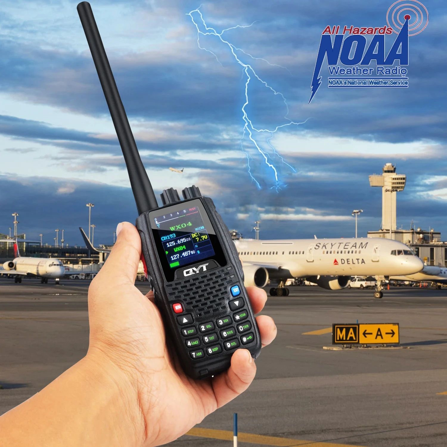 QYT KT-A16 6W 118-136MHz Aviation Transmitter Band Radio NOAA Weather Long Distance Handheld VOX Transmit Air HT Walkie Talkie