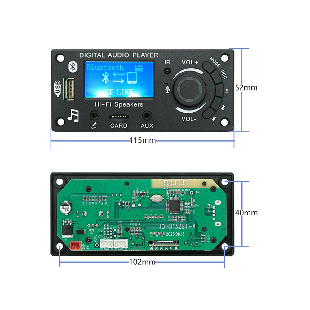 مكبر صوت سيارة MP3 لوح فك ترميز ، بلوتوث ، مشغل موسيقى ، وحدة FM ، ميكروفون ، TF ، USB ، مكالمة يدوية ، DC 12V
