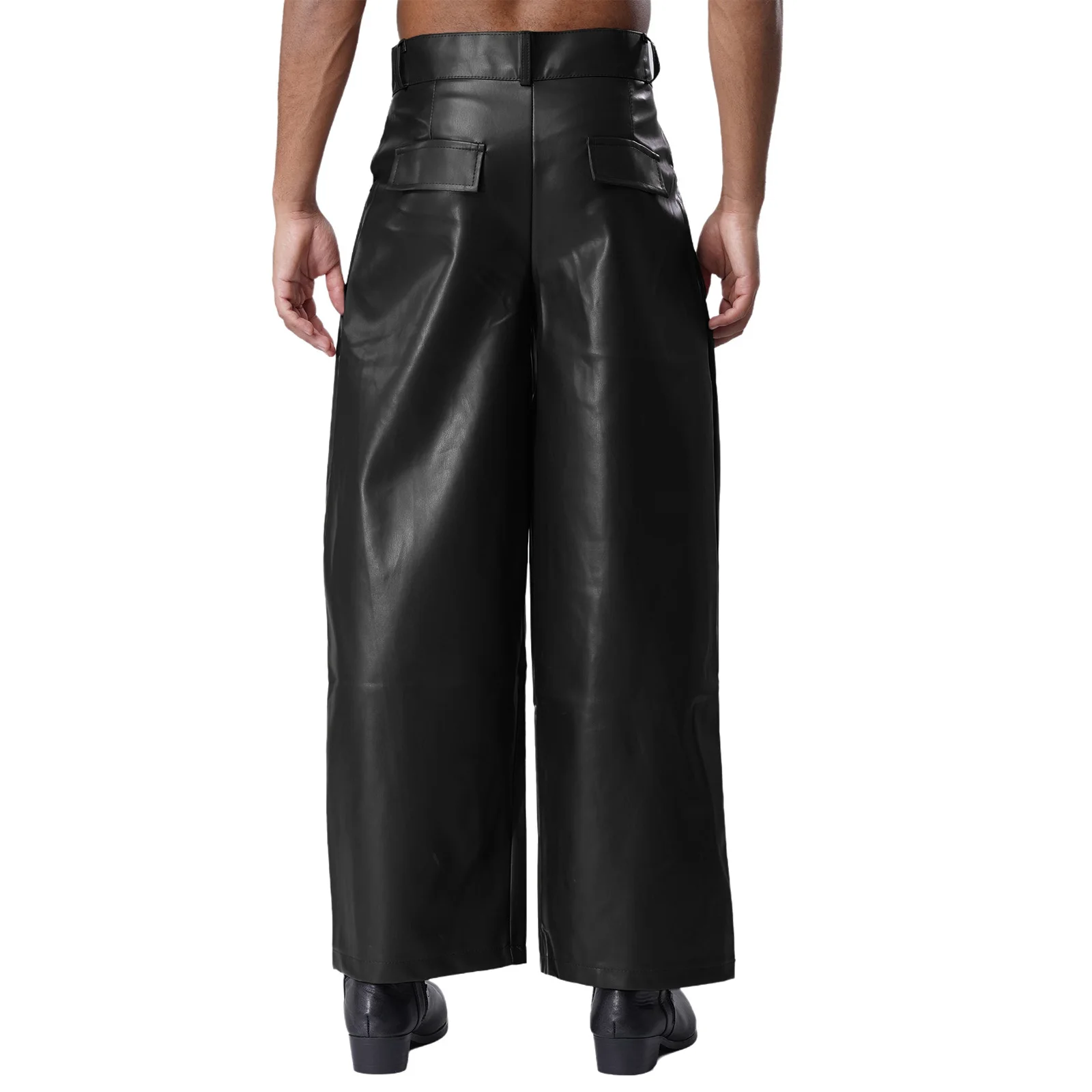 Stylish Matte Pleather Pants for Men Relaxed Fit Straight Leg Design with Functional Pockets Perfect for Club And Party