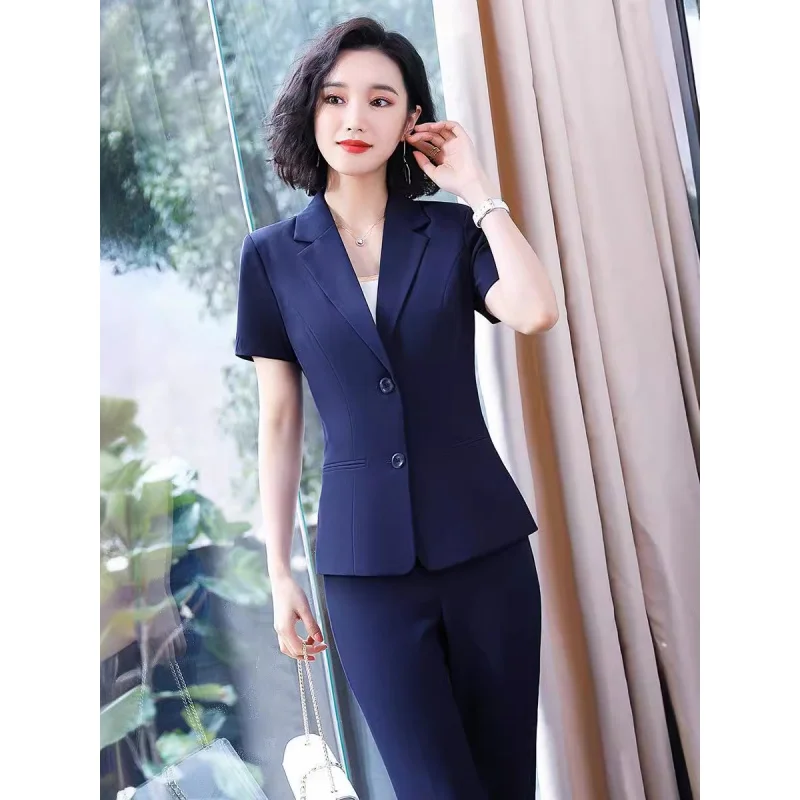 

Temperament Office Wear Women's Fashion Suit Summer Thin Hotel Uniform Formal Wear Short Sleeve Suit Female Tailored Skirt Suit