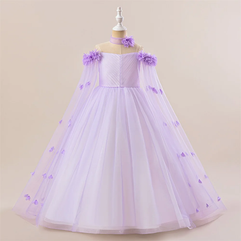 New Pageant Bridesmaid Princess Dress For Girls Children Costume Long Wedding Dresses Flower Girl Dress Voile Prom Gown Elegant