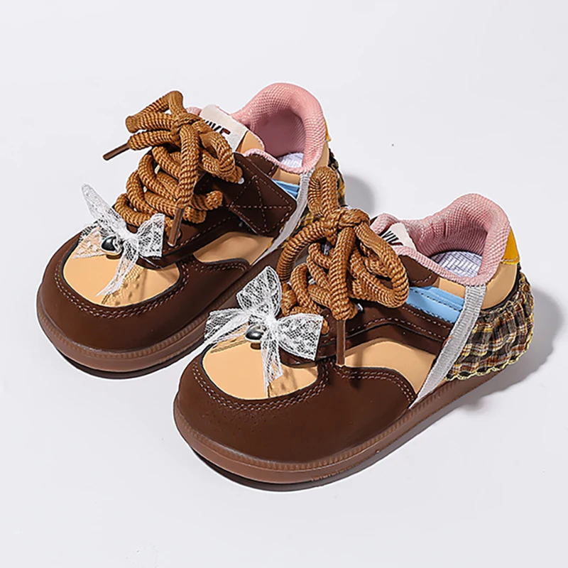 

Спортивная обувь в корейском стиле для детей, водонепроницаемые кроссовки принцессы из искусственной кожи для девочек, эргономичные кроссовки для девочек на мягкой подошве