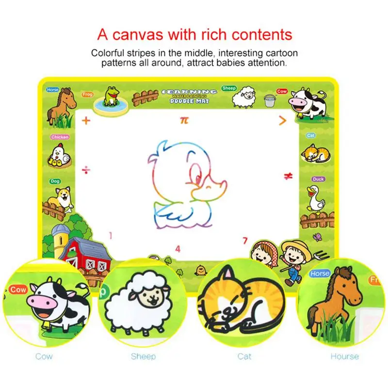 DIY Happy Farm Magic Water Painting Drawing Mats Cloth Book Doodle Board Coloring Books Learning & Education Classic Toys