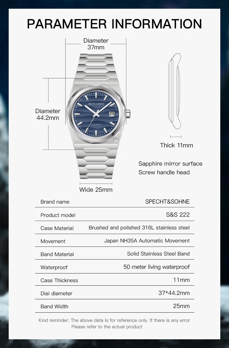 New Hot Specht & Söhne 37MM Gold Watch Luxury Men\'s Watches Japan Miyota 8215 Automatic Mechanical Wriswatch Sports Wristwatch