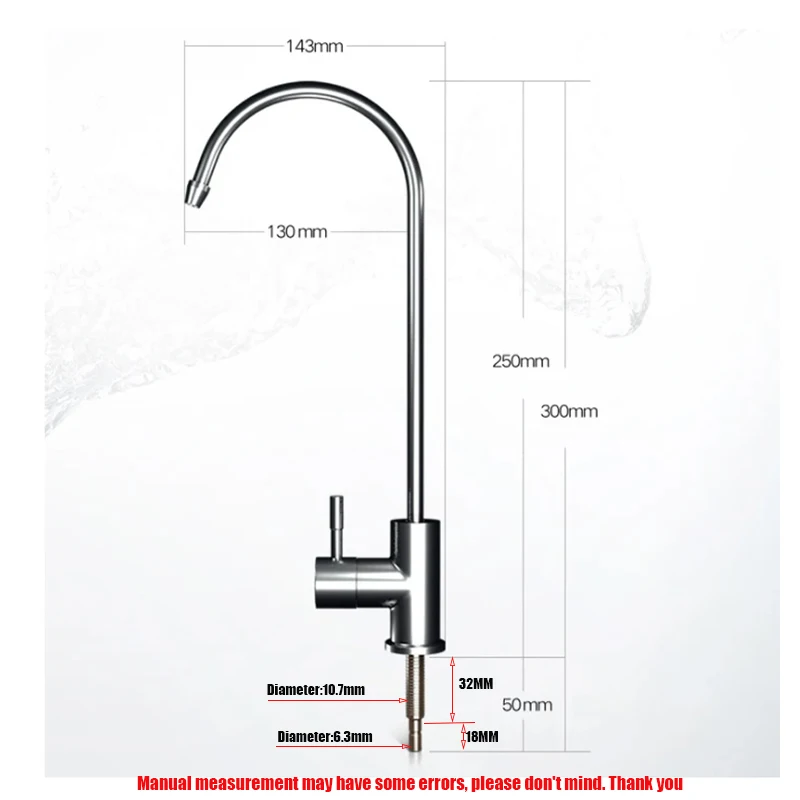 Kitchen Water Faucet 1/4 Inch Connect Hose Reverse Osmosis Filters Parts Purifier Direct Drinking Tap