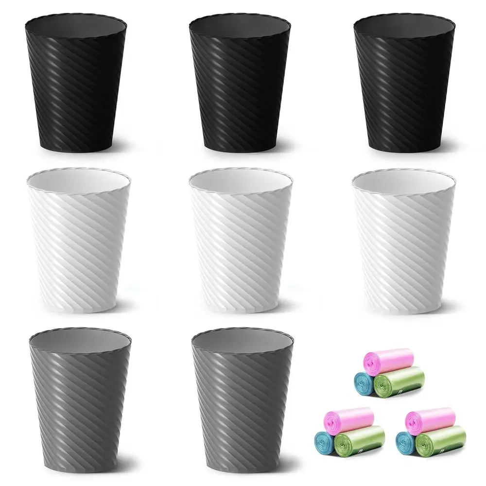 

Набор из 8 маленьких мусорных баков объемом 1,8 галлона с пакетами, идеально подходят для ванной, спальни, офиса и кухни, компактный дизайн, белый и черный цвета.