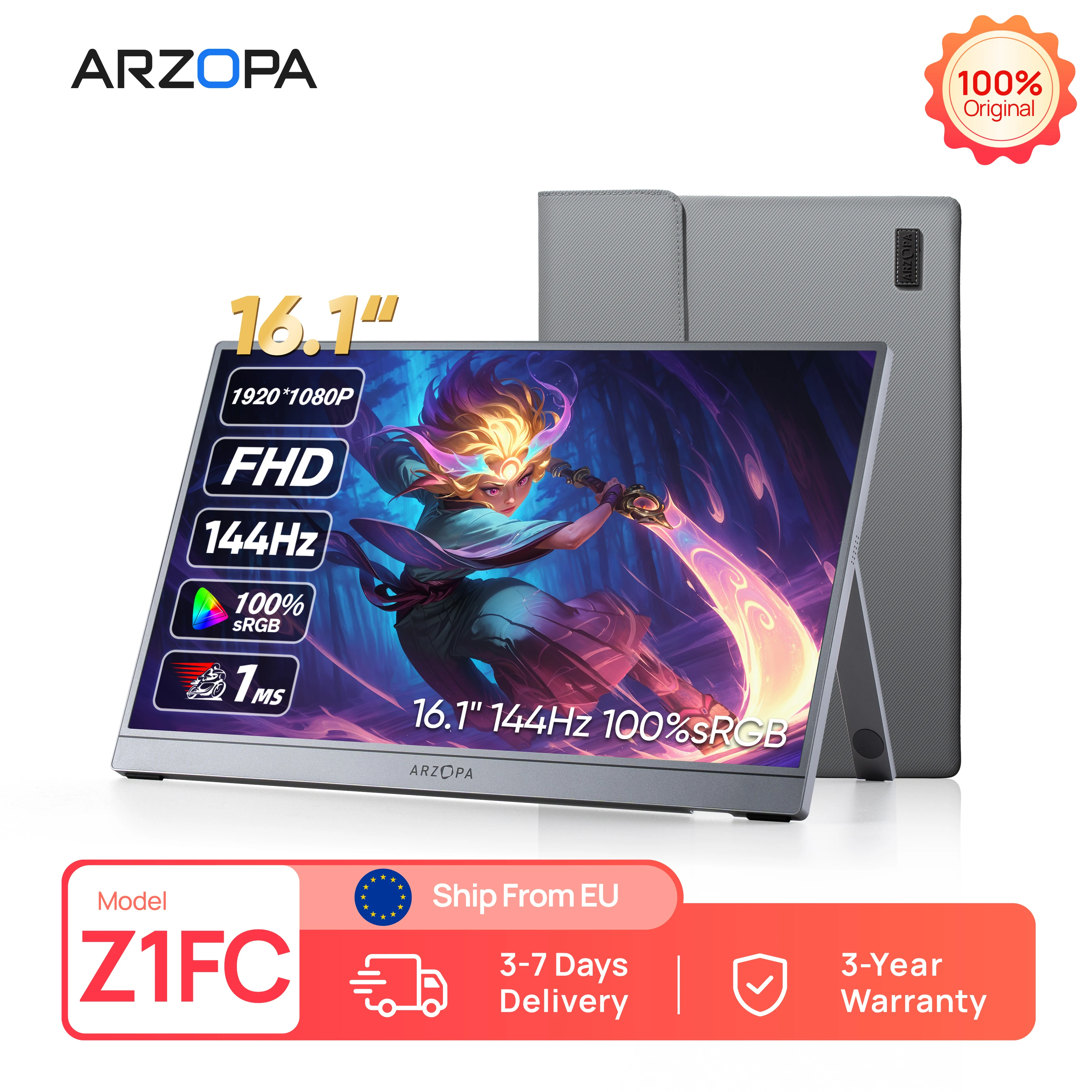 ARZOPA 16.1 144Hz Portable Monitor 1080P IPS