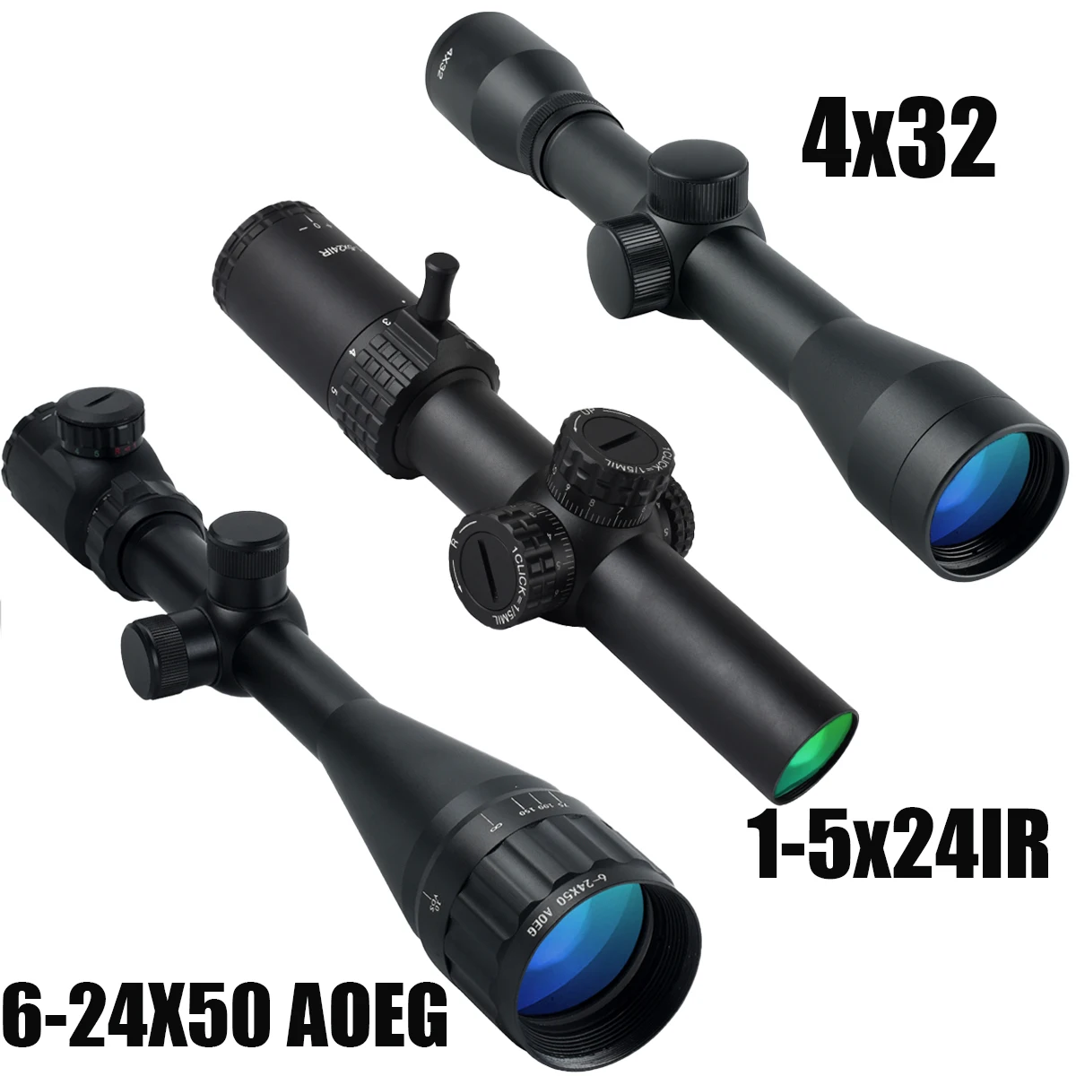 

Оптический прицел 4x32, 2-6X32AOE, 1-5x24IR Centerline для охоты, тактический коллиматорный прицел для стрельбы, крепление на планку 11 мм/20 мм