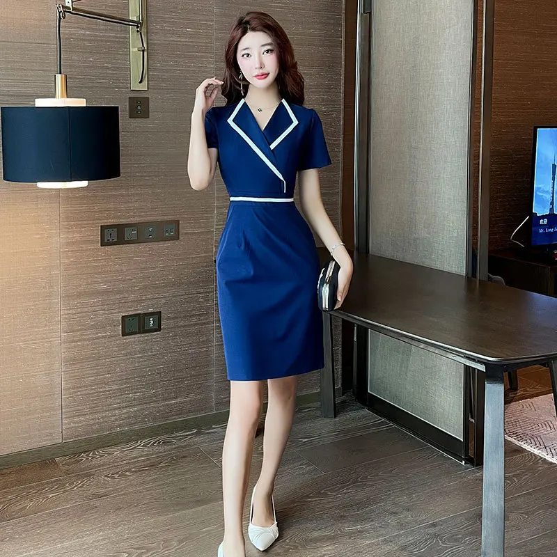 Aesthetic Uniform Summer Short Sleeve Beauty Salon Ladies Spa Beautician Costume Hotel Massage Overalls Waitress Dress