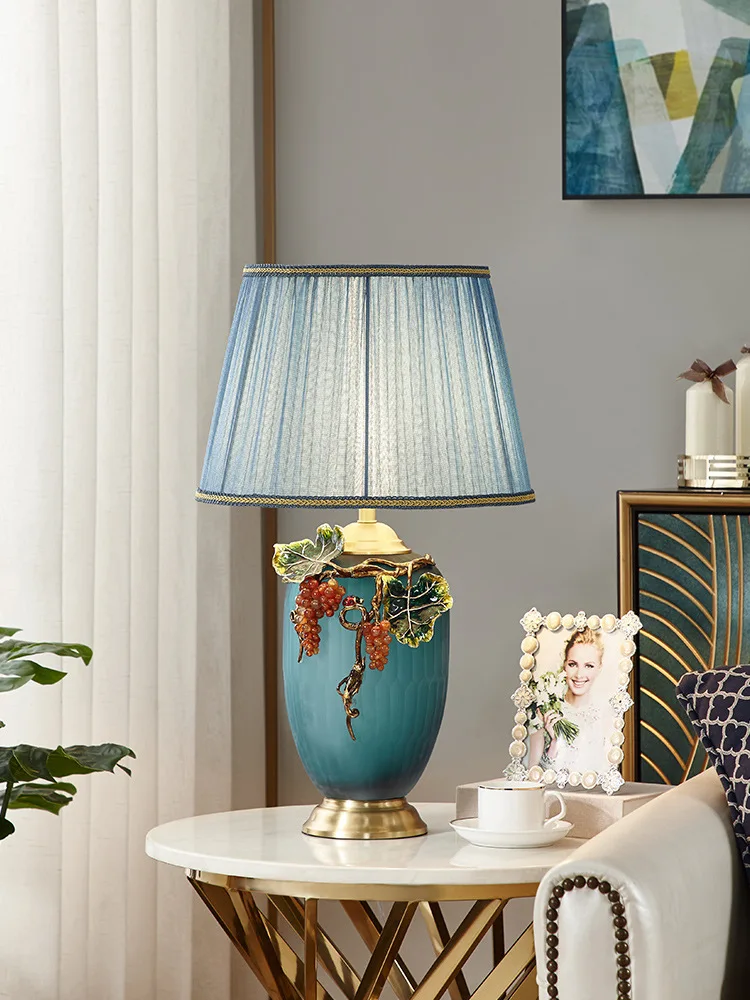 American all-copper enamel color desk lamp creative romantic bedroom bedside lamp