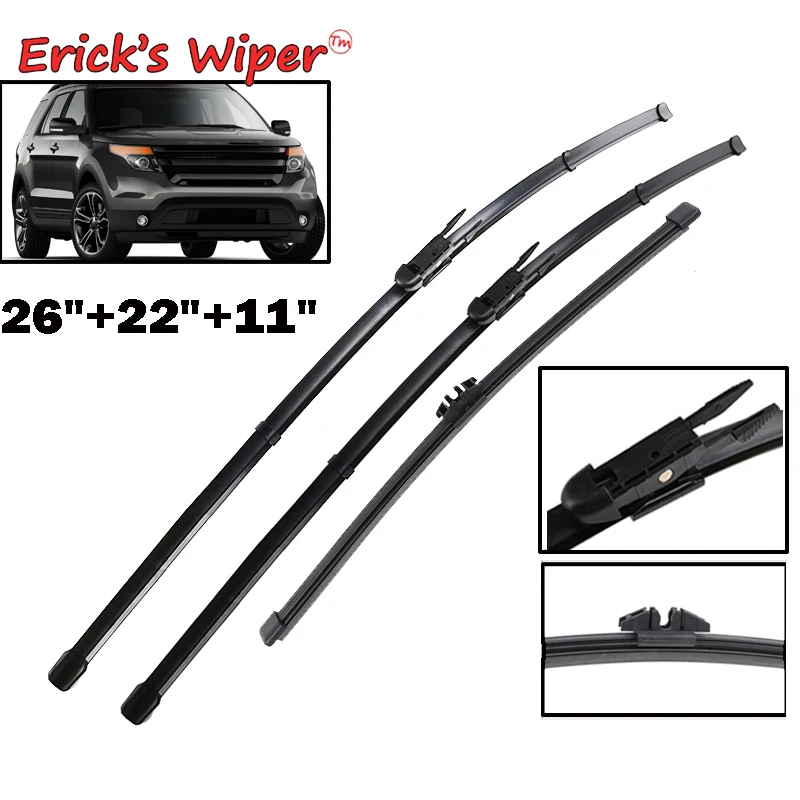 Erick\'s Wiper Front & Rear Wiper Blades Set For Ford Explorer MK5 2011 - 2019 Windshield Windscreen Window Rain Brush 26\