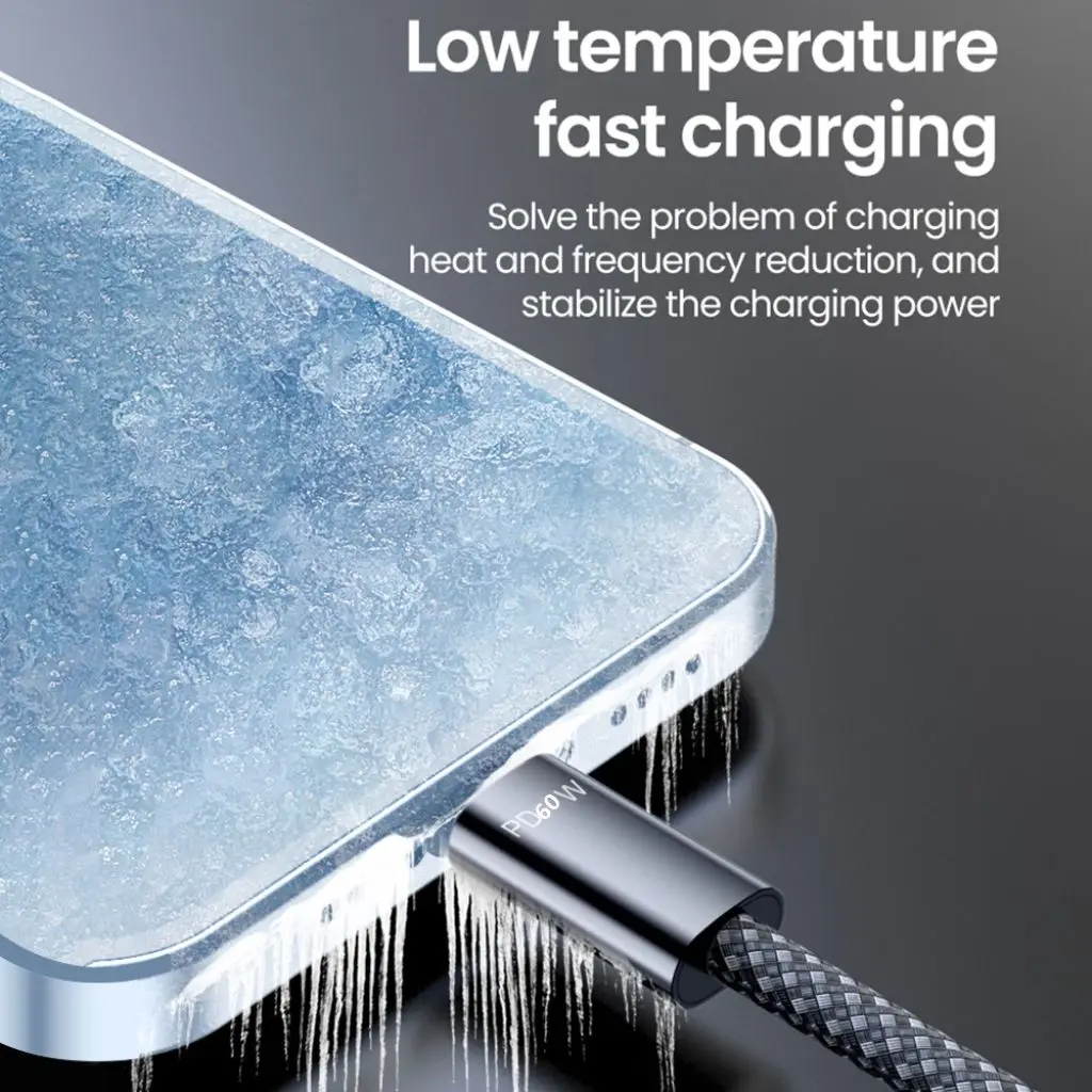 2 في 1 USB نوع C كابل PD 60 واط المزدوج نوع C كابل شحن سريع آيفون 15 16 برو Xiaomi هواوي USB C سلك بيانات الهاتف المحمول #2