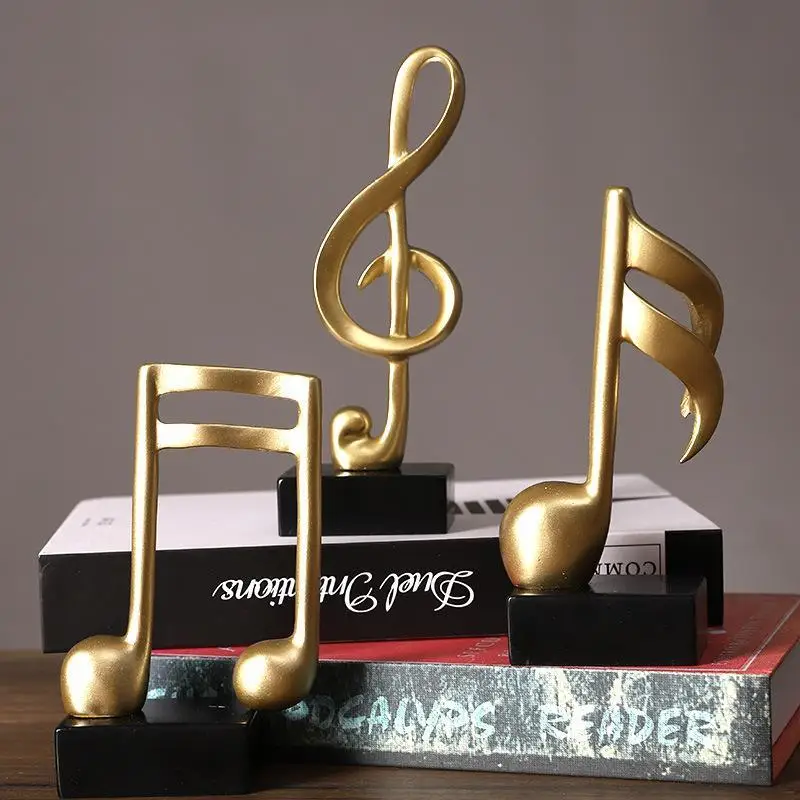 Music Note Figurine Modern Music Decor Gold Music Note Sculpture Resin Figurine Modern Musical Symbol Decoration Piano Room