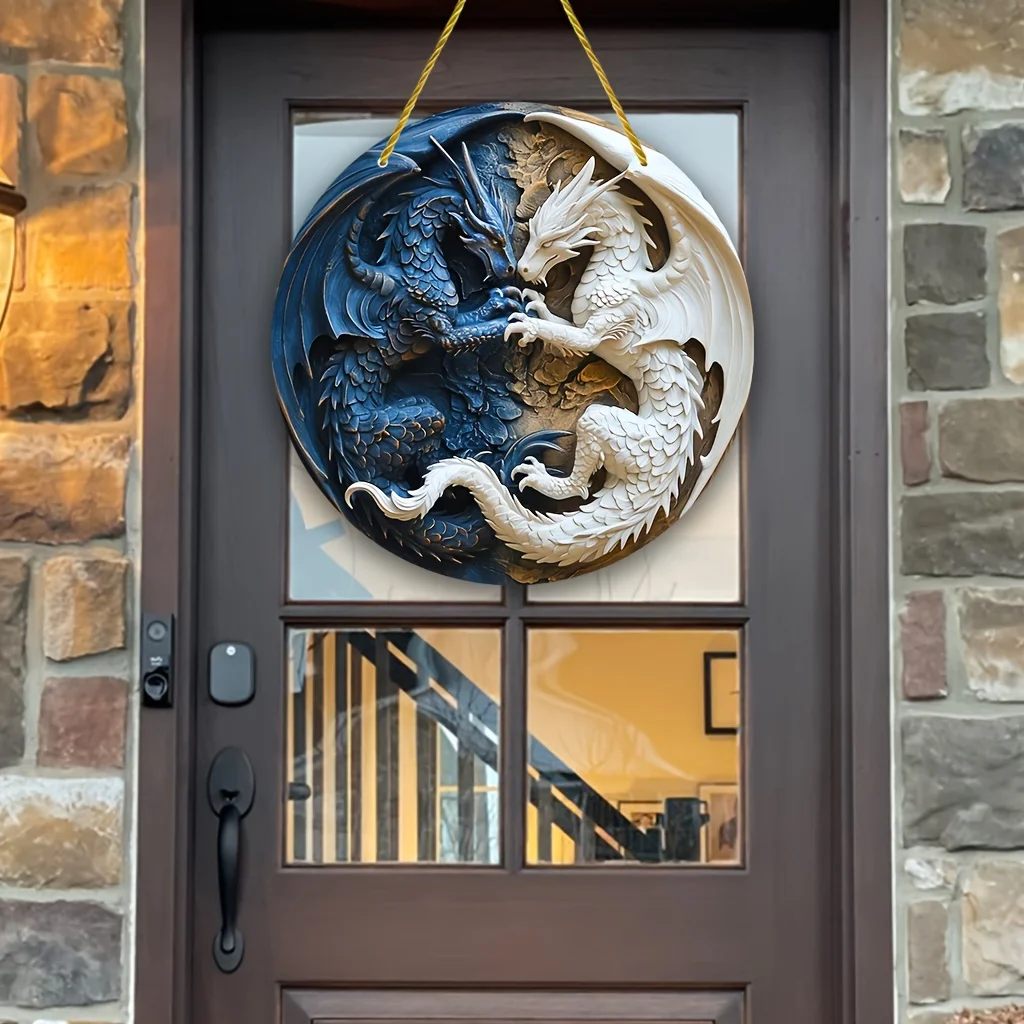 Vintage Yin Yang Dragon Logo Acrylic Sign for Home and Bar Decor-Mysterious,Powerful Dragon Aesthetic Art,Wall,Home,Room Decor