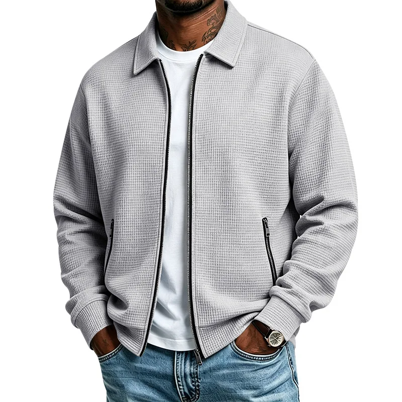 Casual Men'S Lapel Jacket Outdoor Sports Zip Up Coat Multi Purpose Outerwear For Hiking Running Commuting And Leisure Outdoor Ac