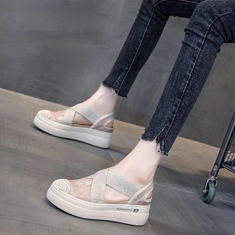 Women Wedge Platform Sandals Bao Tou Sandals Female Autumn Fashion Thick Bottom Fashion Casual Sandals Footwear Zapatos De Mujer