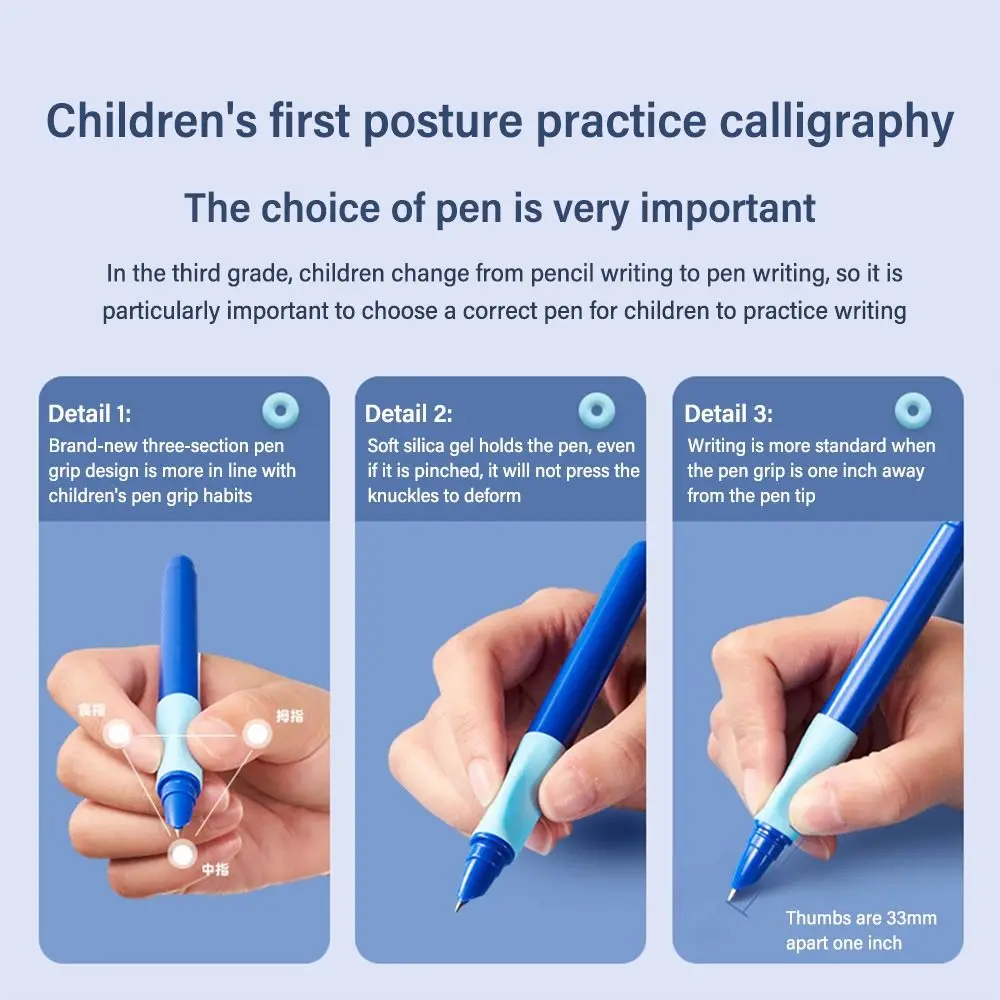 Grip Posture Correction Fountain Pen Soft Grip Replaceable Ink Sac Changing Ink Sac Pens 0.38MM Tip Neutral Pen School Office