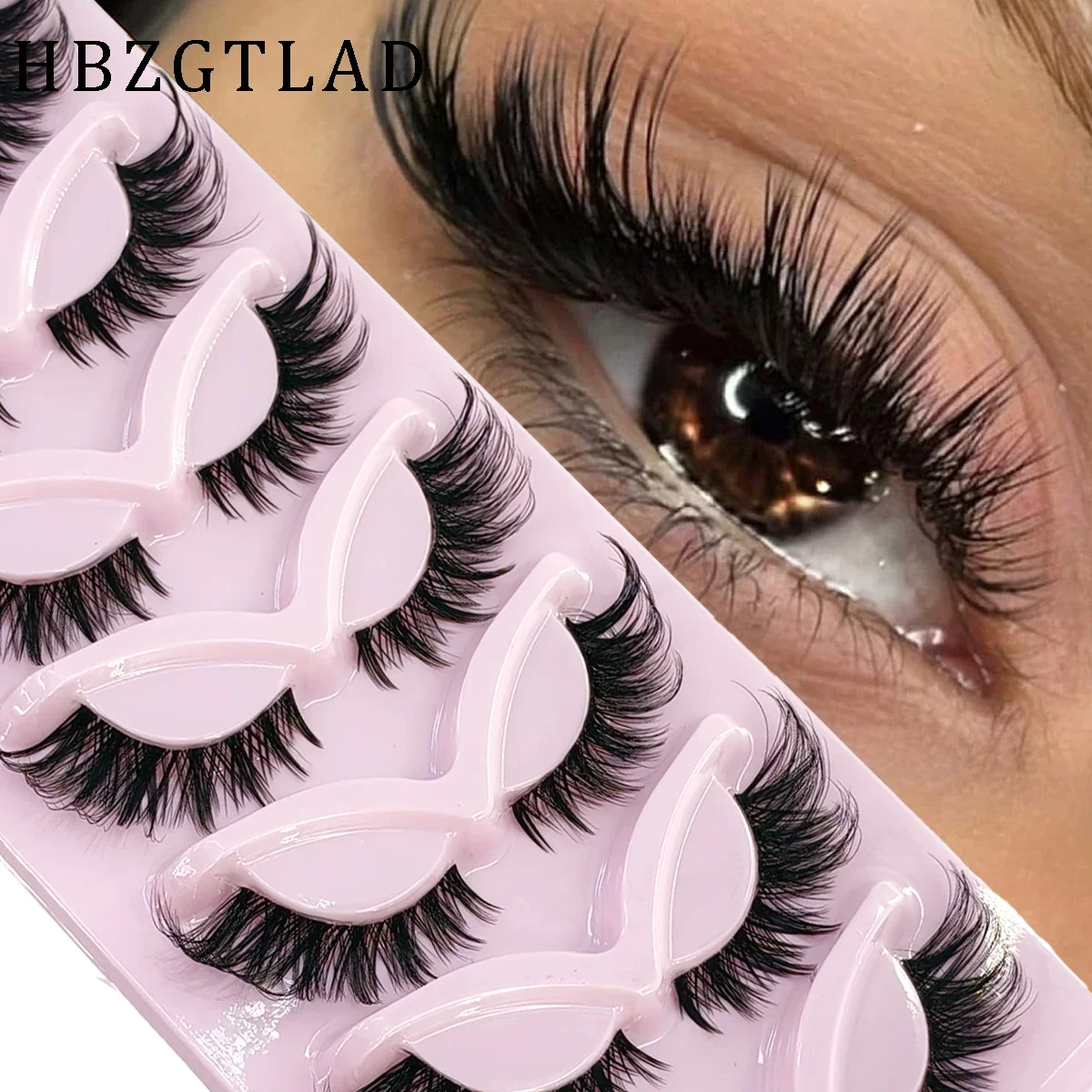 HBZGTLAD Volume Fairy Cat Eye Lashes 7pairs Fox Eye Lashes Wispy Faux Mink Lashes That Look Like Extensions Spiky Fake Eyelashes