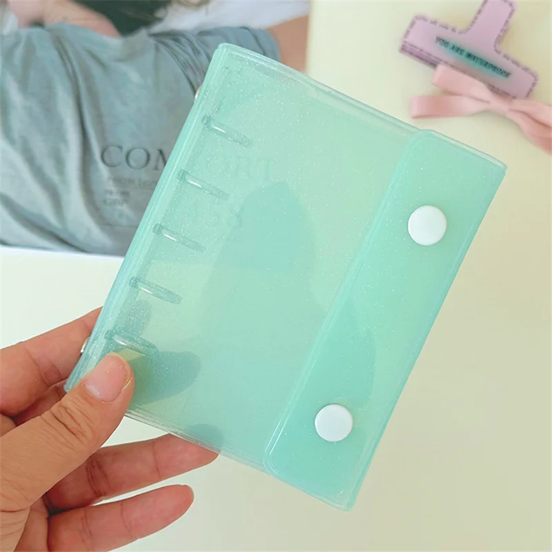 M5 Candy Color 5Holes Loose Leaf Ledger Cover Transparency PVC Notebook Loose leaf Shell Three Fold Mini Notebook