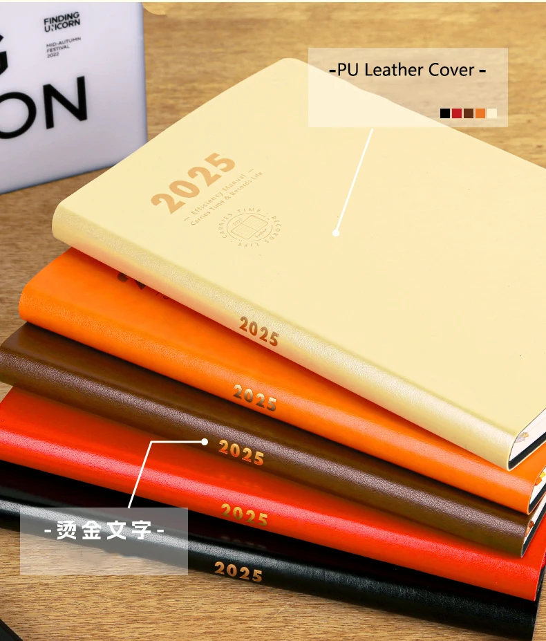 Imagem -03 - Kinbor-agenda Planner Notebook Capa Macia Manual de Planejamento de Eficiência Papelaria Escolar pu Página Dias 2025 a5