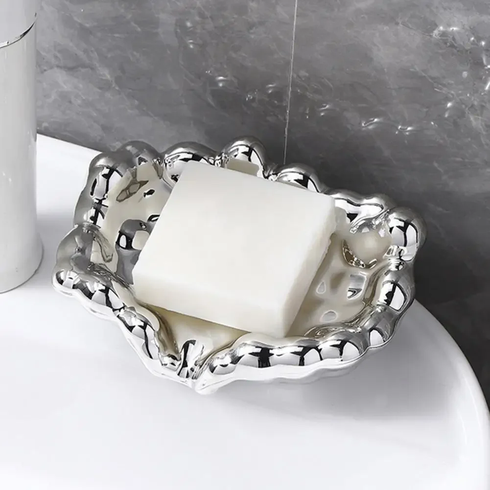 Quick Drain White/Golden/Silver Color Soap Dish Washbasin Countertop Storage Tray Washroom Accessories DROPSHIPPING