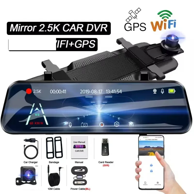 

Mirror Camera for Car Touch Screen Video Recorder Rearview mirror Dash Cam Front and Rear Camera Mirror DVR Black Box