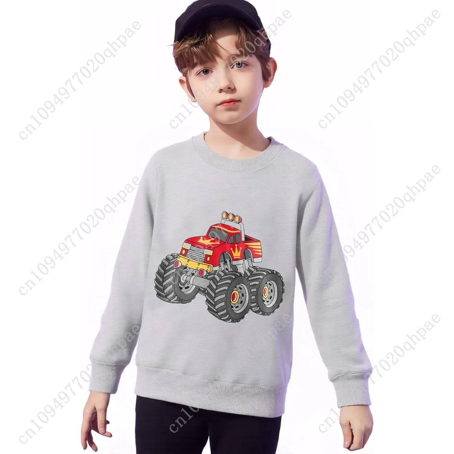 Popshion 유아 남아용 스웨트셔츠 면 경량 어린이 겨울용 따뜻한 스웨터 크루넥 풀오버 상의