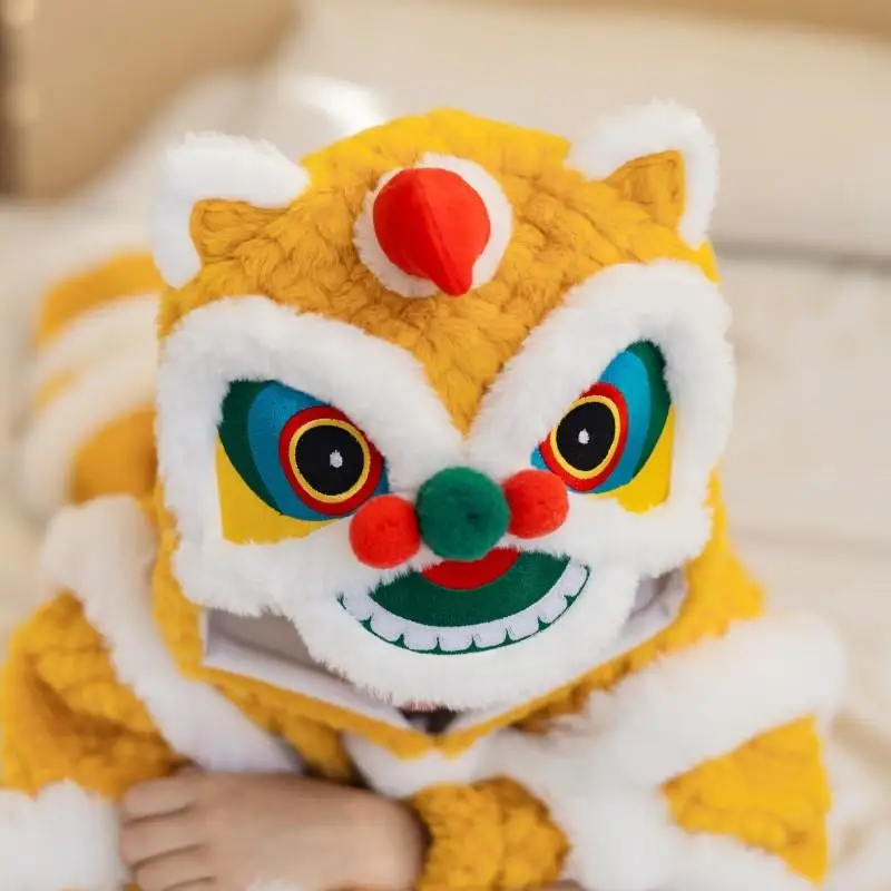 

2025 Children's New Year's Clothes Set Winter Baby Lion Dancing New Year's Clothing Boys and Girls New Year's Festive Robe