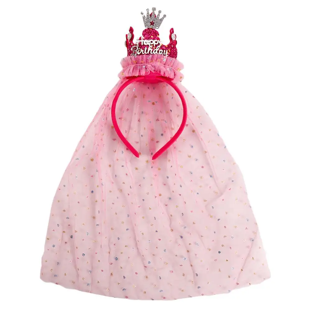 

Hoop For Children Headwear Mesh For Sequin Crown Korean Style Headband Hair Accessories Girls Hair Hoop Birthday Hairband