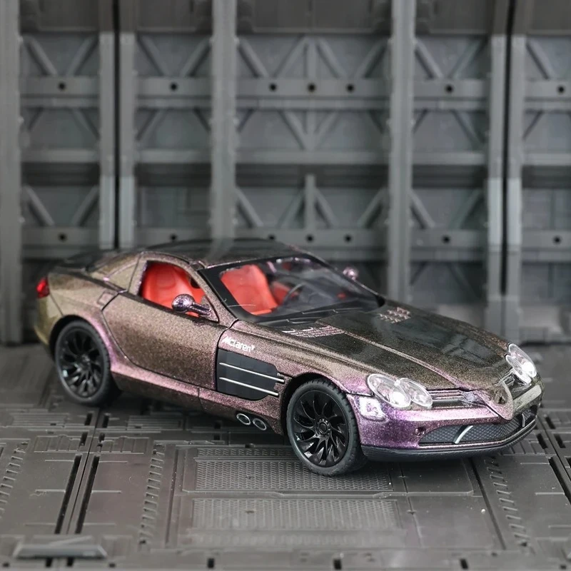 For 1:24 Mercedes-BenzSLR alloy car model decoration door and hood trunk can open acousto-optic children's toys gifts collection