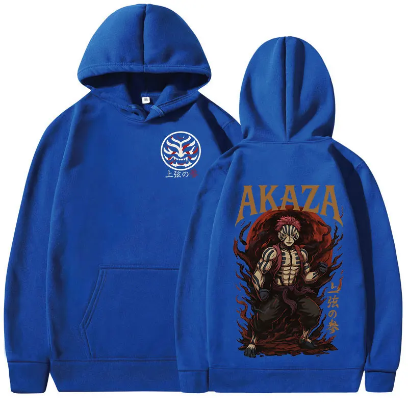 Akaza أنيمي هوديس اليابانية مانغا الجرافيك طباعة بلوزات الرجال النساء عادية المتضخم طويلة الأكمام الصوف البلوفرات الشارع الشهير #5