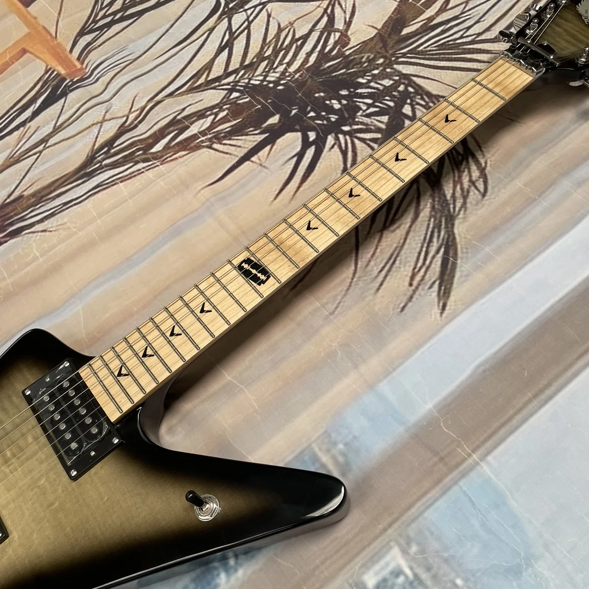 6-string electric guitar,tiger maple veneer,tremolo system, maple fingerboard guitars—professional performance electric guitarra view 2